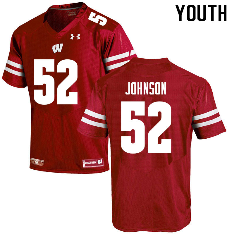 Wisconsin Badgers Youth #52 Kaden Johnson NCAA Under Armour Authentic Red College Stitched Football Jersey BL40M88AA